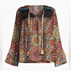 Johnny Was Silk Mandela Margot Multicolor Blouse NWT